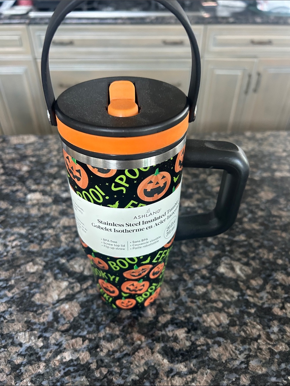 ASHLAND HALLOWEEN PUMPKIN STAINLESS STELEL INSULATED TUMBER 20 OZ NWT